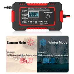 Car Battery Charger 12V 6A Touch Screen Pulse Repair LCD Fast Power Charging Wet Dry Lead Acid Digital LCD Display