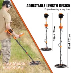 SucceBuy Professional Rechargeable Metal Detector 12" IP68 Waterproof Coil 39-50 in Adjustable + LCD 7Modes for Treasure Hunting