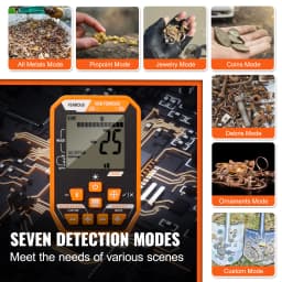 SucceBuy Professional Rechargeable Metal Detector 12" IP68 Waterproof Coil 39-50 in Adjustable + LCD 7Modes for Treasure Hunting