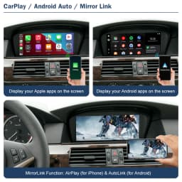 Road Top Wireless CarPlay Android Auto for BMW 3 Series E90 E91 E92 E93 And 5 Series E60 E61 2008-2013 with Mirror Link Function