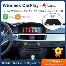 Road Top Wireless CarPlay Android Auto for BMW 3 Series E90 E91 E92 E93 And 5 Series E60 E61 2008-2013 with Mirror Link Function