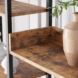 IRONCK Bookcases and Bookshelves Triple Wide 5 Tiers Industrial Bookshelf, Large Etagere Bookshelf Open Record Player Shelves