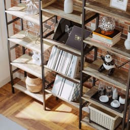 IRONCK Bookcases and Bookshelves Triple Wide 5 Tiers Industrial Bookshelf, Large Etagere Bookshelf Open Record Player Shelves