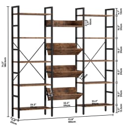 IRONCK Bookcases and Bookshelves Triple Wide 5 Tiers Industrial Bookshelf, Large Etagere Bookshelf Open Record Player Shelves