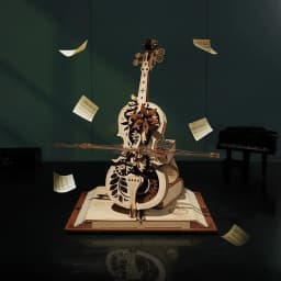 Robotime 3D Wooden Puzzle ROKR Funny Magic Cello Mechanical Music Instrument Creative Toys for Child AMK63