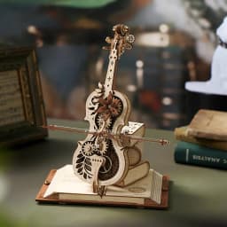 Robotime 3D Wooden Puzzle ROKR Funny Magic Cello Mechanical Music Instrument Creative Toys for Child AMK63