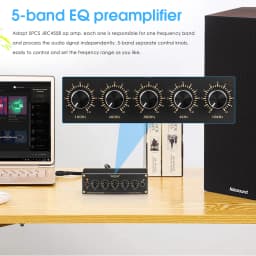 Nobsound EQ5 2.0 Channel Mni 5-Band Analog EQ Preamp Audio Equalizer Home/Car Audio Processor Stereo Pre-amplifier
