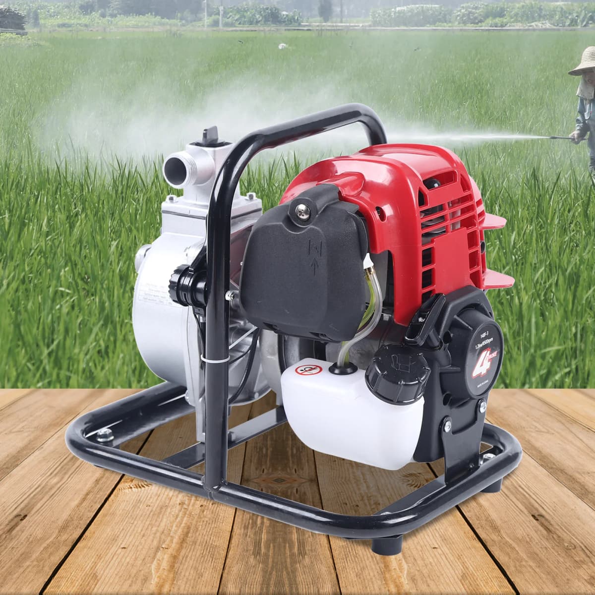 4 Stroke Gasoline Engine Water Transfer Pump Portable Single Cylinder Air-cooled for Garden Lawn