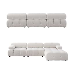 Sdorens Sectional Sofa Living Room Sofas L-Shaped Velvet Couch with Reversible Ottoman Convertible Modern Design Couch Sofa