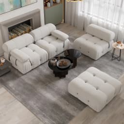 Sdorens Sectional Sofa Living Room Sofas L-Shaped Velvet Couch with Reversible Ottoman Convertible Modern Design Couch Sofa