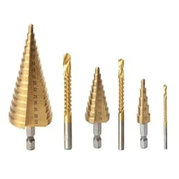 6 PCS/set Titanium Coated Drill Bit Set Including 3 Sizes of Step Drill Bits Twist Drill Bits for Metalworking Woodworking