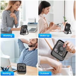 TOPK Rechargeable Portable Fan Electric Mini fan for Camping,2000mah Battery USB Desk Fan Small Silent Table Fans for Room Home