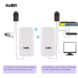 KuWfi 300Mbps Outdoor CPE Bridge 2.4Ghz Wireless WiFi Router AP Repeater Bridge Wi-fi Signal Extender PTP Up to 1KM with 24V POE
