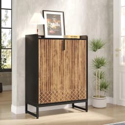 Tribesigns White Shoe Cabinets with Doors, 5-Tier Shoe Rack, Wood Storage Cabinet for Bedroom Hallway Living Room