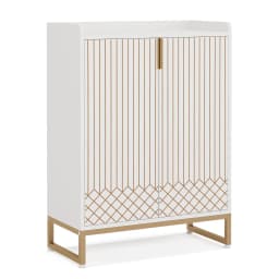 Tribesigns White Shoe Cabinets with Doors, 5-Tier Shoe Rack, Wood Storage Cabinet for Bedroom Hallway Living Room