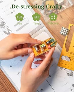 Robotime Rolife DIY Book Nook Wooden Miniature Doll House for Bookshelf Insert Furniture