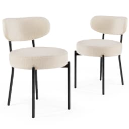 JHK Ergonomic Round Dining Chairs Set of 2 Plush Fabric Kitchen Chairs with Curved Backrest Metal Legs For Living Room