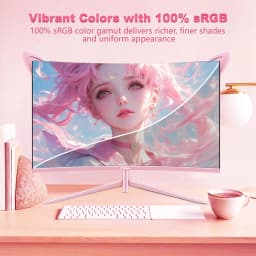 27inch Curved Pink Monitor QHD 165hz 1800R Gaming Display HDR10 Free-Sync Desktop Screen 1ms GTG With Speakers Tilt Adjustable