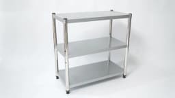 3-Tier Stainless Steel Work Table 80*40*80cm Large-Capacity Kitchen Storage Rack for Kitchen Garage school, Height Adjustable