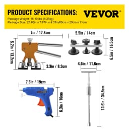 SucceBuy Paintless Dent Removal Rods Stainless Steel Rods Car Dent Repair Kit Glue Puller Kit for Auto Dent Removal Door Dings
