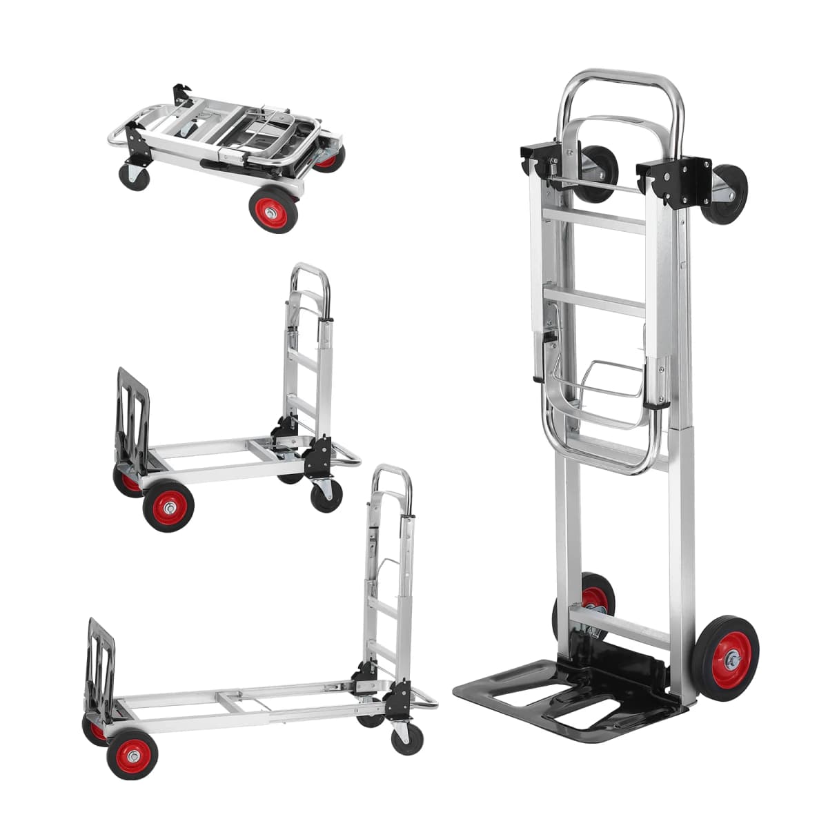 SucceBuy Folding Hand Truck Aluminum Heavy Duty Industrial Collapsible Dolly Cart for Transport Moving in Warehouse Supermarket