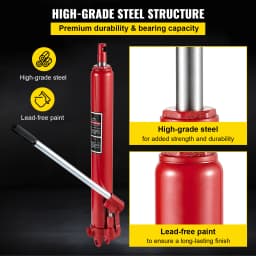 SucceBuy Hydraulic Long Ram Jack 8 Tons/17363 lbs Clevis Base Manual Cherry Picker for Garage/Shop Cranes Engine Lift Hoist Red