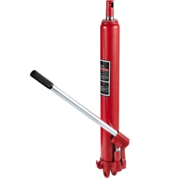SucceBuy Hydraulic Long Ram Jack 8 Tons/17363 lbs Clevis Base Manual Cherry Picker for Garage/Shop Cranes Engine Lift Hoist Red