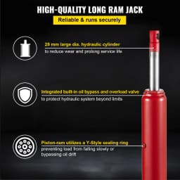 SucceBuy Hydraulic Long Ram Jack 8 Tons/17363 lbs Clevis Base Manual Cherry Picker for Garage/Shop Cranes Engine Lift Hoist Red