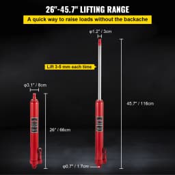 SucceBuy Hydraulic Long Ram Jack 8 Tons/17363 lbs Clevis Base Manual Cherry Picker for Garage/Shop Cranes Engine Lift Hoist Red