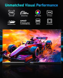 FYHXele 24Inch 180Hz Gaming Monitor 1K FHD Computer Display 1ms Response Time Eye Care Screen LCD Support HDR G-Sync VESA