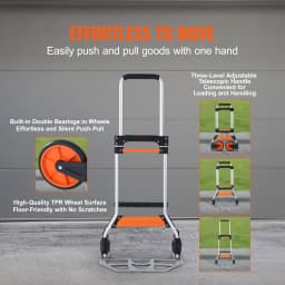 SucceBuy 275/309 lbs Folding Hand Truck Portable Unity Cart Dolly with Telescoping Handle and Binding Rope for Moving Warehouse