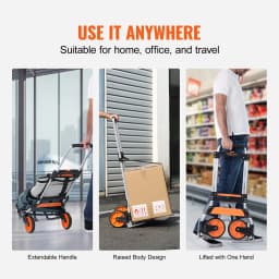 SucceBuy 275/309 lbs Folding Hand Truck Portable Unity Cart Dolly with Telescoping Handle and Binding Rope for Moving Warehouse