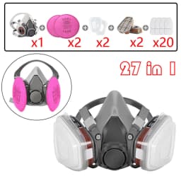 27in1 6200 Half Face Dust Gas Mask Respirator For Industrial Paint Spray Chemical Organic Vapor With Filters Protection