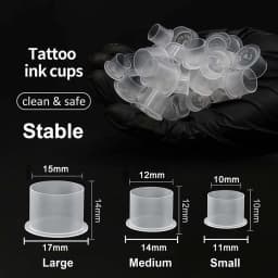 1000/500/100pcs Plastic Tattoo Ink Cups Caps 17mm 14mm 11mm Clear Self Standing Ink Caps Tattoo Pigment Cups Supply for Inks