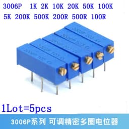 5PCS 3006P Precision Multi-turn Adjustable Potentiometer 1K 2K 5K 10K 20K 50K 100K 200K 500K 100R 200R 500R 100 200 500 ohm