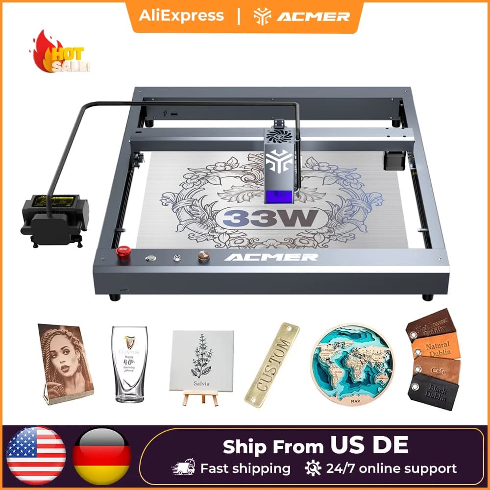 ACMER P2 33W lasers Engraving and Cutting MachineMetal Engraving Air Assist WIFI Control CNC Metal woodworkers Engraving Machine