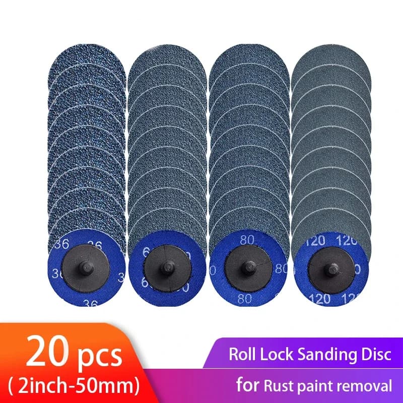 2' Zirconia Quick Change Sanding Discs Roll Lock R-Type Sandpaper Abrasive Disc 50mm 1/4' Holder Paint Rust Removal