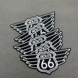 Route 66 Patch Size: 9.9x4.2cm Iron on Patch for Clothing Stripe Applique Sewing Clothes Sticker Diy Decoration Embroidery Badge