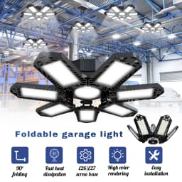 Folding Garage Lighting 120W LED Light E26 E27 Ceiling Lamp LED High Bay Lights UFO Deformable Bulb Garagenleuchte for Workshop