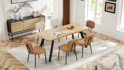 JHK Dining Chairs Set of 2 Ergonomic Lumbar Support PU Leather Foam Sponge Cushion Seat and Metal Legs for Modern Kitchen