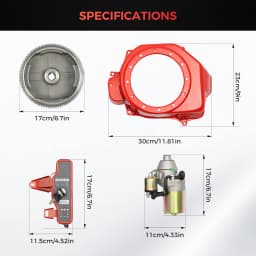 Electric Start Motor Ignition Kit Flywheel Starter Key Switch Fits GX160 GX200 5.5HP 6.5HP Honda Coil Fan Cover Shourd