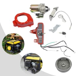 Electric Start Motor Ignition Kit Flywheel Starter Key Switch Fits GX160 GX200 5.5HP 6.5HP Honda Coil Fan Cover Shourd