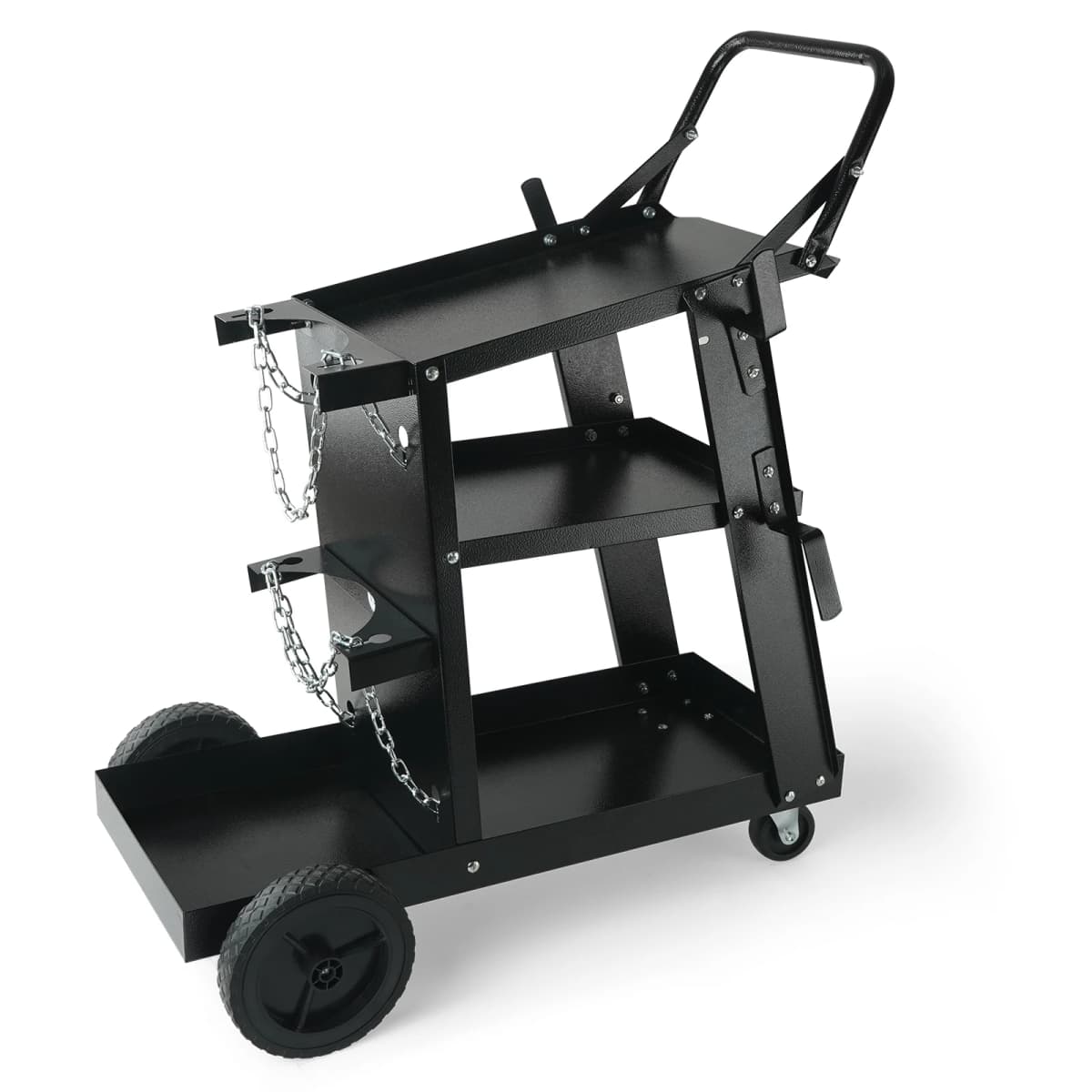 SucceBuy Welding Cart 3-Tier Welder Cart with Swivel Wheels Safety Chains Rolling Tank Storage for Plasma Cutter Welding Machine