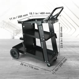 SucceBuy Welding Cart 3-Tier Welder Cart with Swivel Wheels Safety Chains Rolling Tank Storage for Plasma Cutter Welding Machine