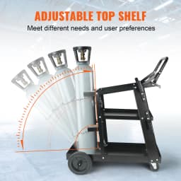 SucceBuy Welding Cart 3-Tier Welder Cart with Swivel Wheels Safety Chains Rolling Tank Storage for Plasma Cutter Welding Machine