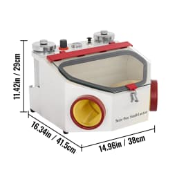 SucceBuy Dental Lab Sandblaster Equipment 2 Pen+2 Tanks with LED Light Large View Window Foot Pedal Control for Removing Oxides