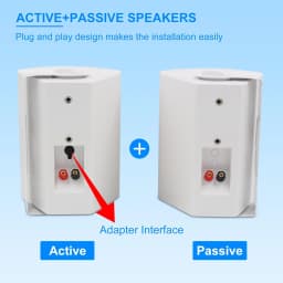 Herdio 5.25 Inches 300 Watts Indoor Outdoor Bluetooth Speakers Waterproof Wired Wall Mount System for Patio