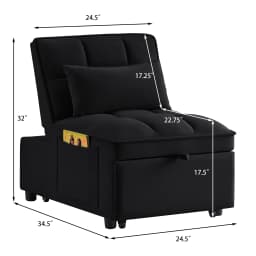 4-in-1 Multifunctional Single Sofa Bed with Storage Bag Tufted Single Sofa Bed Adjustable Backrest Pillows Convertible Chair
