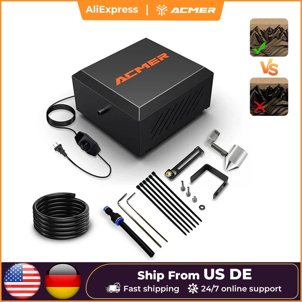 ACMER C4 Laser Air Assist Pump Low Noise 30L/min Air Assist System Kit Removing Smoke Dust for Laser Engraving Cutting Machine