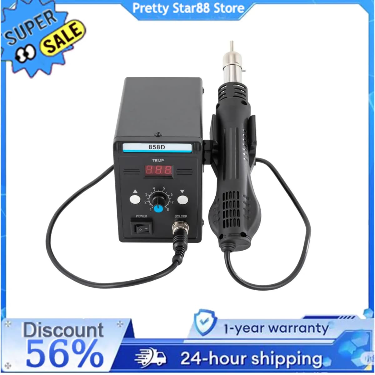 700W Hot Air Rework SMD Soldering Station With Heat Gun Set Temperature LED Screen Display For Electronics Repairs